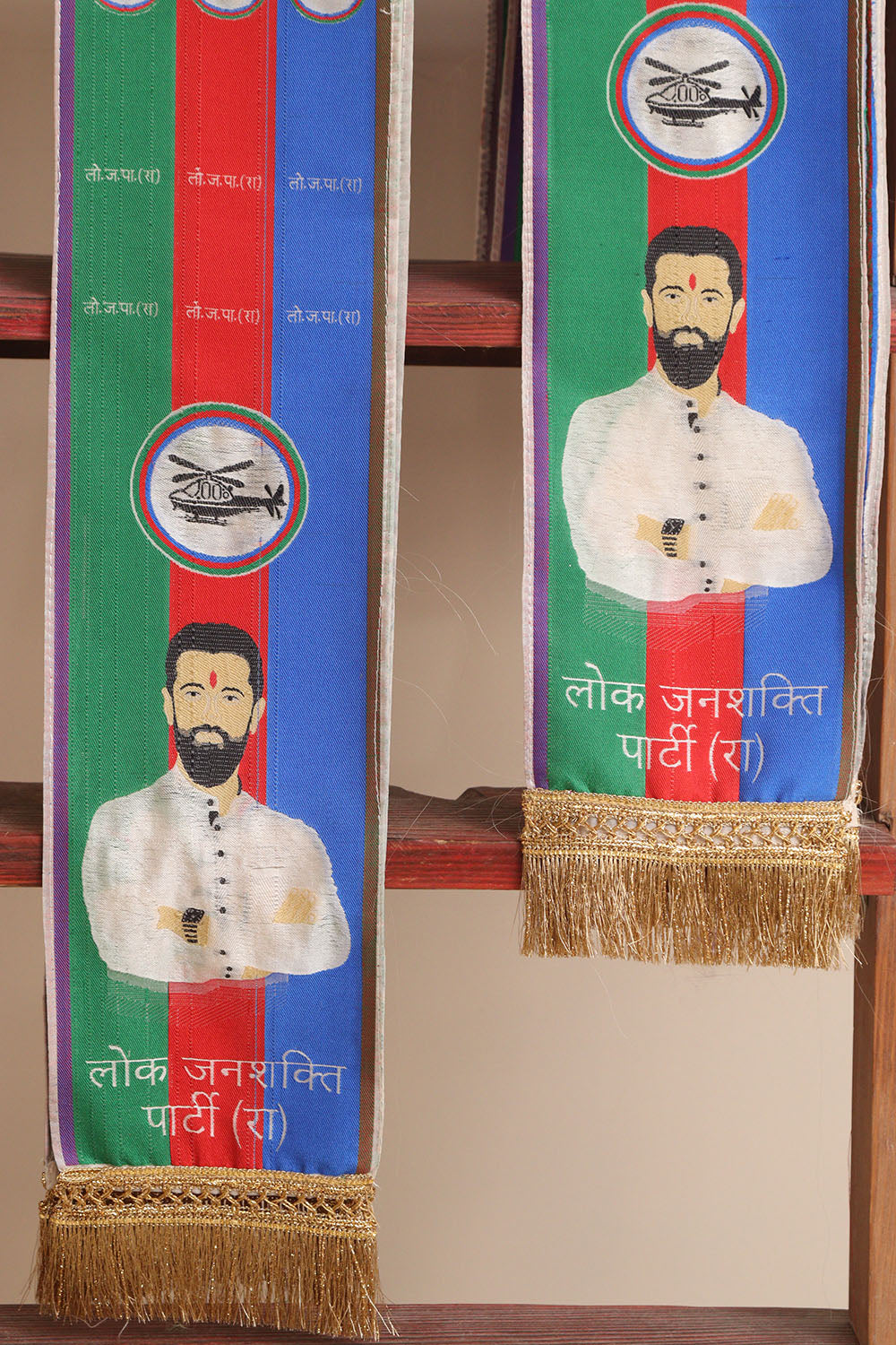 Divya India Weaved Political Stole - Customized political stoles matching any party’s official logo colors || A premium silk unisex scarf with handcrafted lace, representing dignity, pride, unity, and elegance