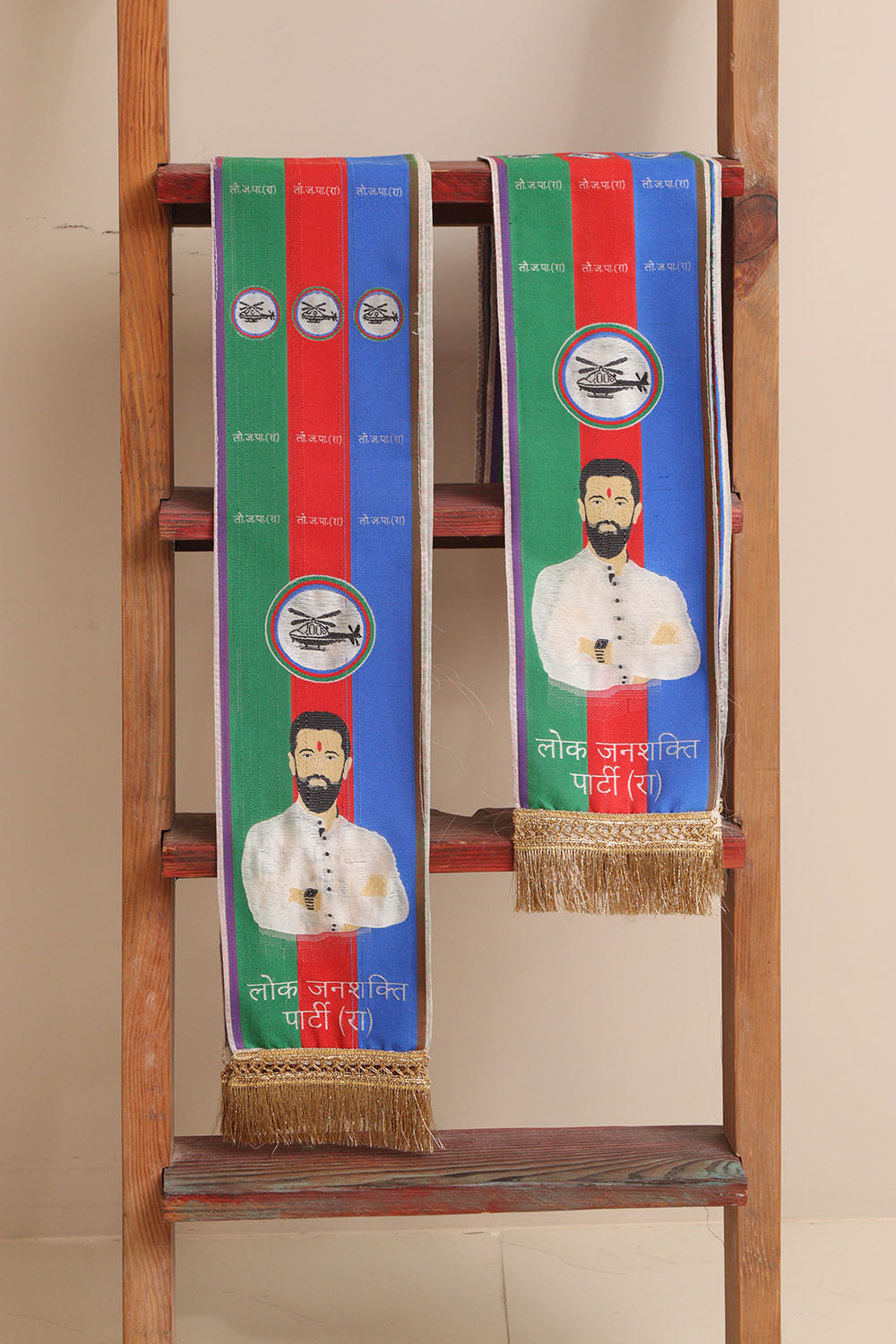 Divya India Weaved Political Stole - Customized political stoles matching any party’s official logo colors || A premium silk unisex scarf with handcrafted lace, representing dignity, pride, unity, and elegance